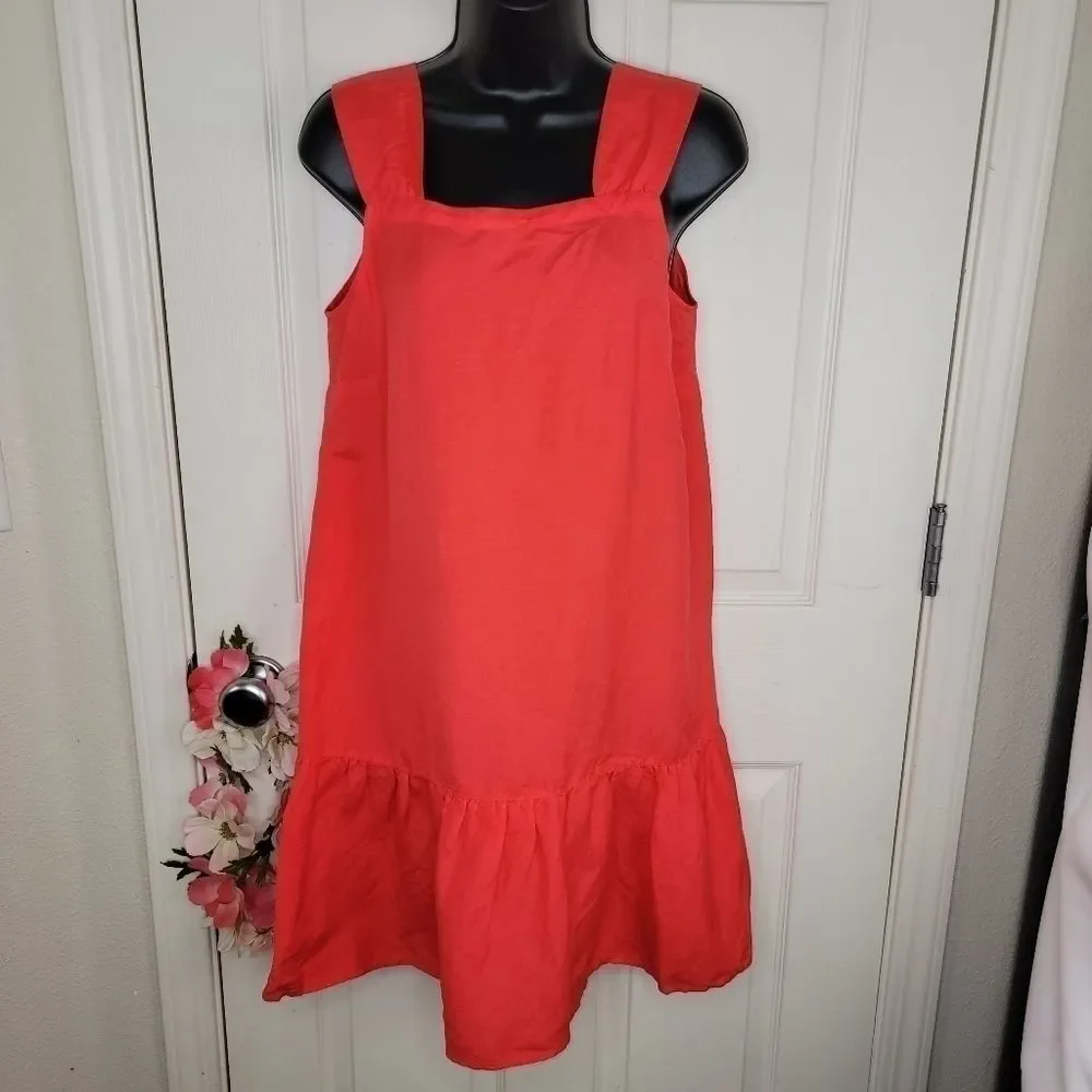 Loft sleevless linen blend mini flounce dress size small